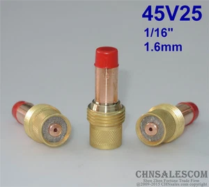 3 lentes de gas de cuerpo de cuello 45V25 para antorcha de soldadura Tig WP-17-18-26 1,6 mm 1/16" - Imagen 1 de 2