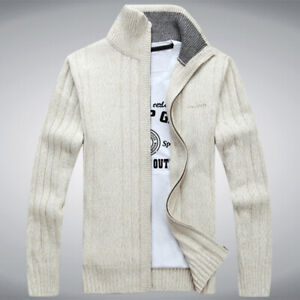 Me Sweater Knitted Cardigan Stand Collar Warm Zip Up Thick Coat Jacket Coats SZ
