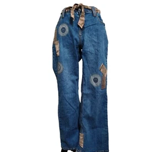 Vintage Faded Glory Girls Plus Jeans Flare Leg Camo Patch y2K Denim Blue Sz 16.5 - Picture 1 of 11