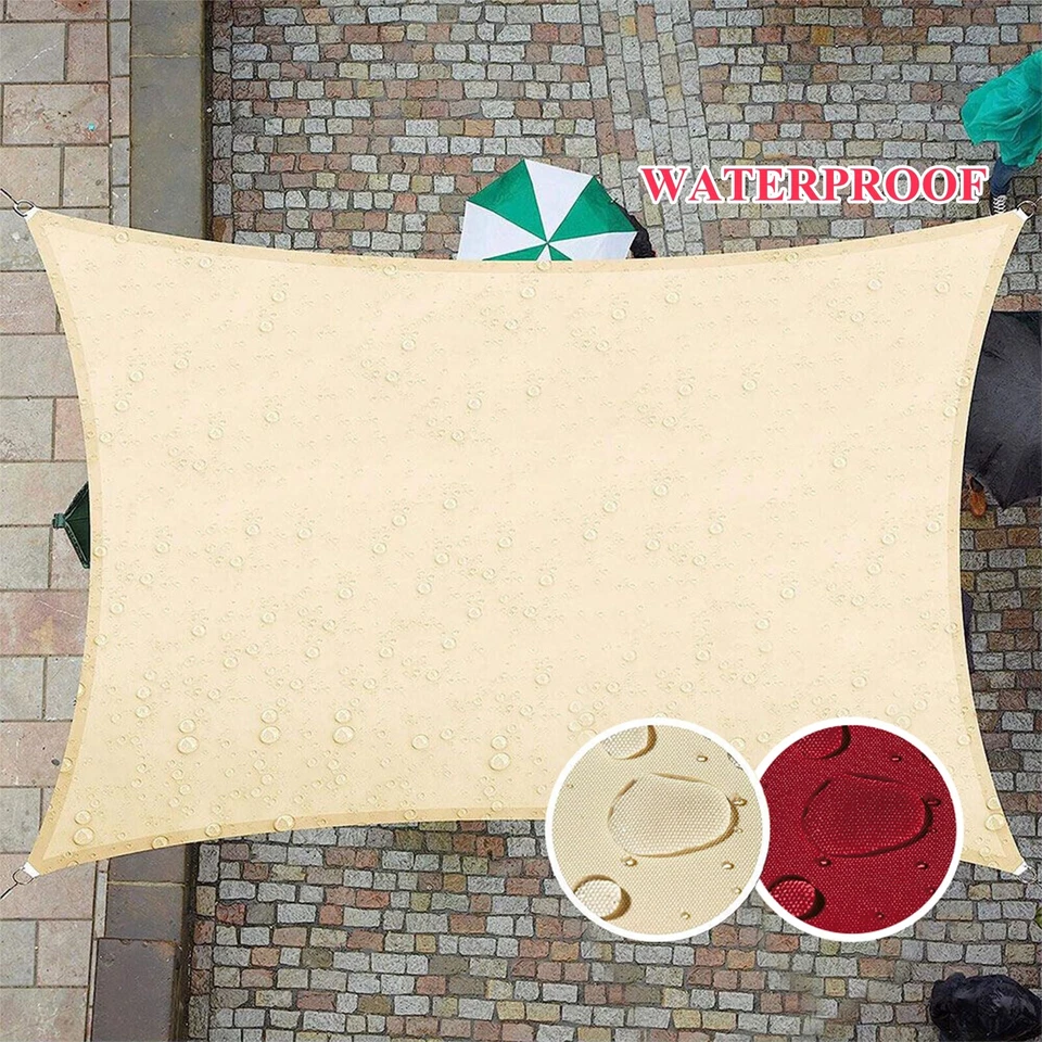 WINDSCREEN4LESS Waterproof Shade Sail Patio Awning Outdoor Garden Pool Sun Canopy Shelter Cover.
