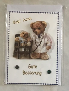 3D Grußkarte Gute Besserung Teddy Kopf hoch Handarbeit Jittenmeier QVC - Bild 1 von 1