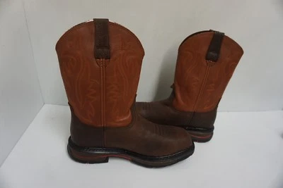 Hombres Wolverine Botas de Cuero Puntera de Acero Jabalina Marrón Oscuro y Marrón Talla 9 EE. UU. Foto 1 de 4