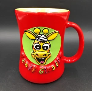 Rare Vintage Geoff Giraffe Thorpe Park 3D Tea Coffee Mug 2001 Red Yellow 12cm - Picture 1 of 5