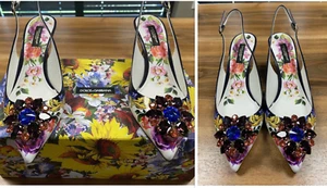 DOLCE & GABBANA EMBELLISHED SLINGBACK PUMPS SCHUHE POINT-TOE SANDALEN SHOES 37 - Bild 1 von 11
