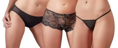 Damen Slip 3er Set schwarz Panty String Jock pofrei Gr S - Bild 1 von 3