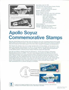 #1569-70 10c Apollo Soyuz Stamp Poster-Unofficial Souvenir Page Folded w/FD - Picture 1 of 1