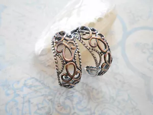 Oxidized Sterling & Aged Copper Carolyn Pollack 1" Hoop Earrings E29-43 - Picture 1 of 10
