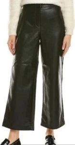 Pantaloni cropped in ecopelle gamba larga vita alta neri - Foto 1 di 9