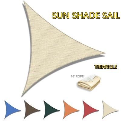 TANG Outdoor Sun Shade Sail Triangle UV Block Canopy Fabric Cover Yard Deck Awning