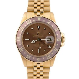 1971 Rolex GMT-Master Brown NIPPLE Dial Root Beer 18K Gold Jubilee Watch 1675 - Picture 1 of 8
