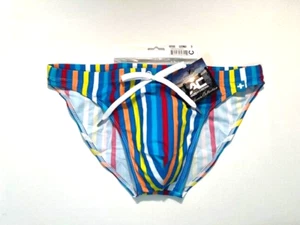 Slip bikini da bagno Andrew Christian taglia L a righe verticali - blu/multicolore - Foto 1 di 9