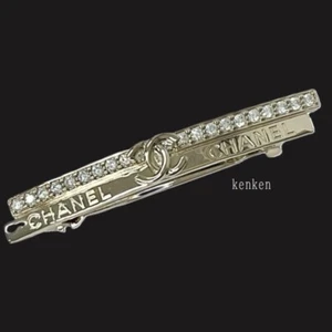 CHANEL Barrette Hair clip pin AUTH Coco CC Gold kenkenjp Rhinestones Logo Rare - Picture 1 of 16