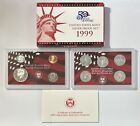 1999 Us Mint Silver Proof Set Kennedy Half with Quarters Ogp + Coa