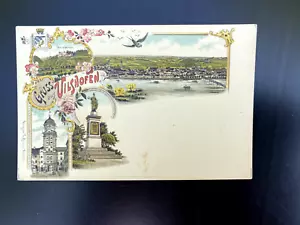 Cartolina litologica - saluto da Vilshofen - intorno al 1900 - Foto 1 di 2