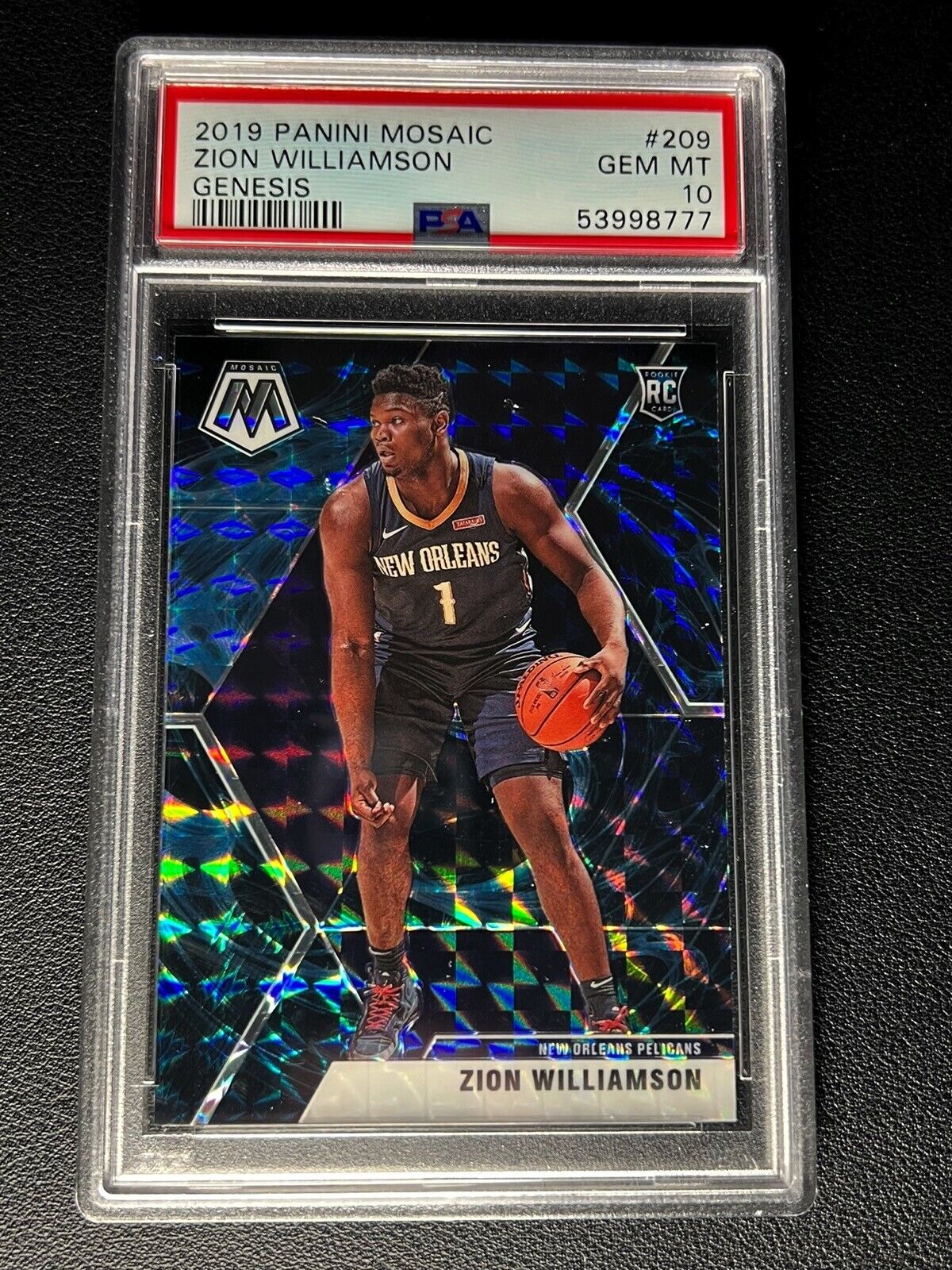 ZION WILLIAMSON PSA 10 2019 PANINI MOSAIC #209 GENESIS PRIZM ROOKIE RC SP RARE