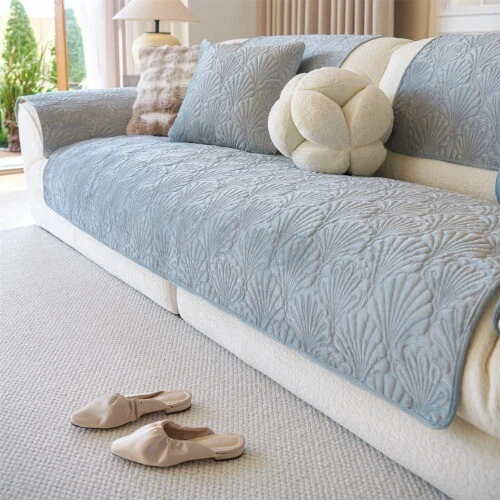 Leaves Jacquard Velvet Sofa Cover Anti-Slip Couch Seat Cover Four Seasons Room - Image 1 of 4