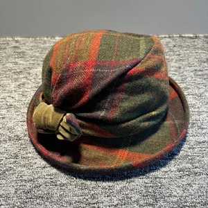 Olney Wool Cloche Hat Womens Tartan Plaid Tweed Style Side Bow Knot Fleece Lined - Picture 1 of 6