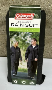New Coleman Rain Suit 2 Piece Pants Hooded Jacket Black 20mm PVC Adult XL Unisex - Picture 1 of 2