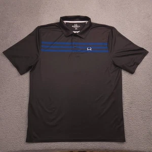 Cinch Polo Shirt Mens XXL Black Blue Stripes Performance Golf Casual - Picture 1 of 10