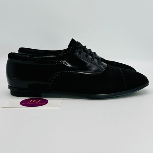 TOD’S Scarpe Oxford stringate Tod's donna nere scamosciate vernice taglia 37 EU 7 US