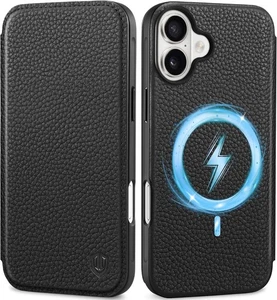 SHIELDON Case for iPhone 16 5G 6.1", Genuine Leather Magnetic Wireless Charging - Picture 1 of 9
