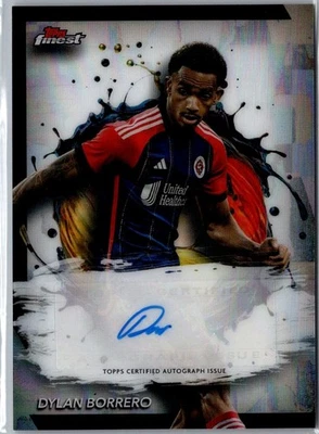 2024 Topps finest MLS Soccer Dylan Borrero Auto New England Revolution NM+ - Image 1 of 2