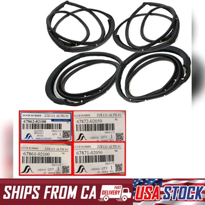 4x Sello de puerta delantera trasera goma resistente al clima para Toyota Corolla sedán 2001-2007 Foto 1 de 4