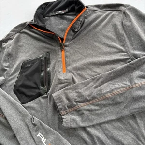 RLX Ralph Lauren 1/4 Zip Pullover Gray Orange Trim Panther Valley Golf Club M - Picture 1 of 12