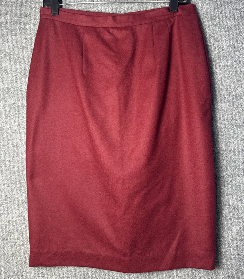 Falda Vintage JG Gancho 100% Lana Borgoña Hasta la Rodilla Talla 14 Foto 1 de 4