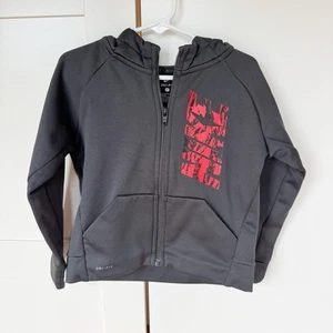 Nike Dri-Fit Thermo Hoodie mit Reißverschluss 3T schwarz mit roten Buchstaben - Bild 1 von 5