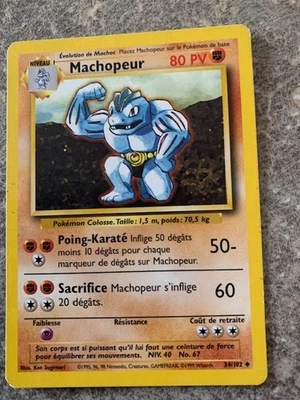 CARTE POKEMON MACHOPEUR 34/102 FR PEU COMMUNE SET DE BASE - TBE - Photo 1/2