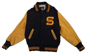 Vintage USA 40 S M San Francisco SF Varsity Letterman Leder Wolle Bomberjacke - Bild 1 von 15