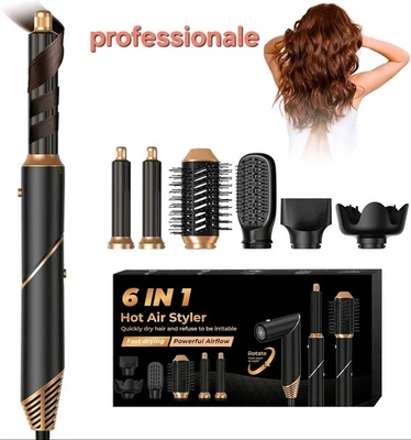 Spazzola Elettrica 6 in 1 per Capelli Asciugacapelli Arricciacapelli Piastra - Immagine 1 di 4