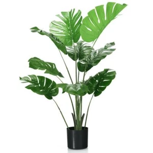 ANGELES HOME Decorative Artificial Plant Monstera Deliciosa 4-ft w/ Pot Green - Picture 1 of 2