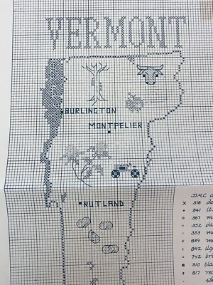 Sue Hillis Designs Map of VERMONT Counted Cross Stitch Pattern SHD Map - Image 1 of 2