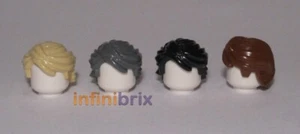 4x Lego Hair 61183 / 43753 Tan, Dark Grey, Black, Reddish Brown, Male NEW - Picture 1 of 1