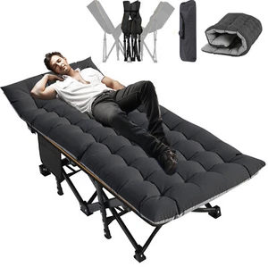Oversized Folding Camping Cots Heavy Duty Cot 78x32"/75"x28" With Mattress & Bag - Picture 1 of 60