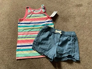 NWT Carters Little Girls 2 pc Shorts and Striped  Sleeveless Top Set - 4/5 - Picture 1 of 6