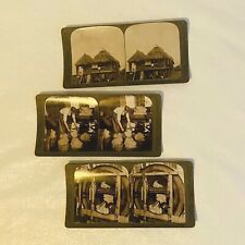 Lot 3 Underwood Stereoview Vintage Photos Butter Packing Machinery Nipa Shacks