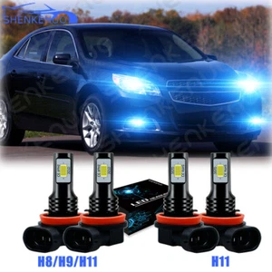 Combo 4 Bulbs LED Headlight 8000K Ice Blue For Malibu Impala Hi/Low Beam - Picture 1 of 11