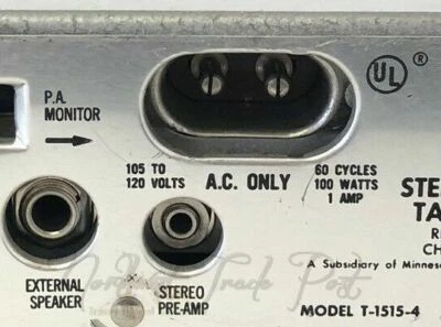 NORTHWEST TRADE POST 2-Prong AC Power Cord for Wollensak Magnetic Tape Recorder Reel To Reel Model