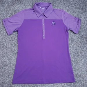 Adidas Polo Shirt Women Medium Purple PUREMOTION Austin CC Golf Ruched Sleeve - Picture 1 of 24