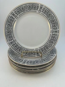 Wilshire House - Spanish Scroll - Salad Dessert Plate - Gold Trim - Set of 6 - Picture 1 of 10