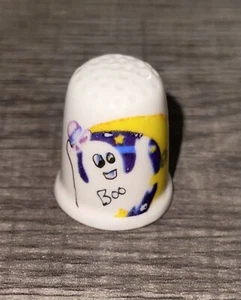 VTG Halloween Ghost Moon “Boo” Porcelain Thimble TMB007 - Picture 1 of 3