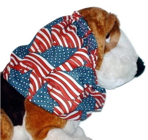 Dog Snood Antique Look American Flags Cotton Cavalier Spaniel Size Puppy SHORT - Picture 1 of 1