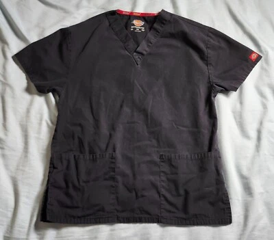 Camisa Médica Dickies Mujer Bolsillos Manga Corta Negra Uniforme Top Talla XS Foto 1 de 4