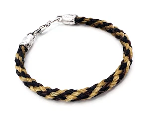 Sterling Silver Brown Tan Braided Horse Hair Bracelet - Picture 1 of 6