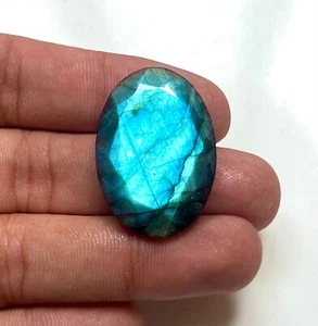 41 Ct Natural Multi Fire Labradorite Faceted Oval Cabochon Gemstone DH=05 - Picture 1 of 5