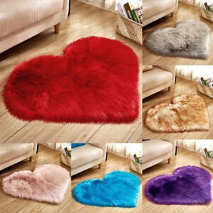 Love Heart Floor Mat Shaggy Soft Fluffy Rugs Anti-Skid Area Rug Carpet Bedroom L