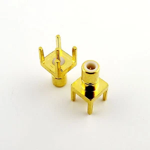 RF Connector Adapter SMB Male Center Solder For PC Board PCB Mount Straight Gold - Bild 1 von 5